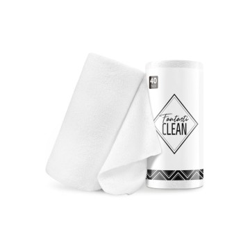 Çok Amaçlı Rulo Mikrofiber Temizlik Bezi 30x30 40 Yapraklı Beyaz