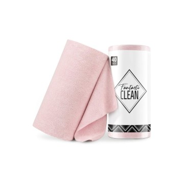Çok Amaçlı Rulo Mikrofiber Temizlik Bezi 30x30 40 Yapraklı Pembe